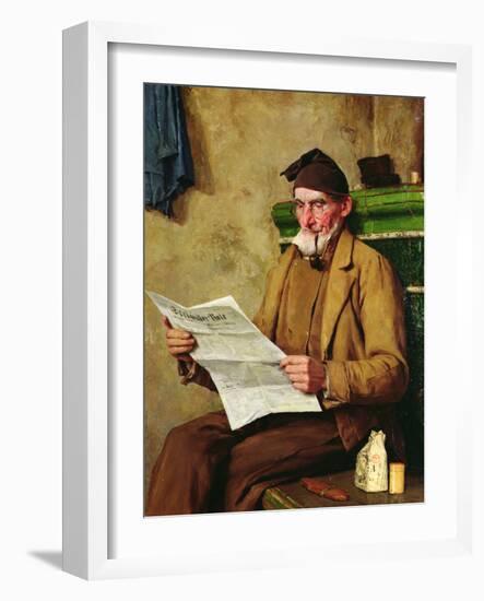 Old Feissli Reading the Newspaper, 1900-Albert Anker-Framed Giclee Print