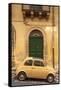 Old Fiat 500 parked in street, Noto, Sicily, Italy, Europe-John Miller-Framed Stretched Canvas