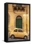 Old Fiat 500 parked in street, Noto, Sicily, Italy, Europe-John Miller-Framed Stretched Canvas