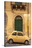 Old Fiat 500 parked in street, Noto, Sicily, Italy, Europe-John Miller-Stretched Canvas