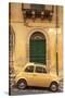 Old Fiat 500 parked in street, Noto, Sicily, Italy, Europe-John Miller-Stretched Canvas
