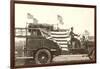 Old Fire Truck with American Flags-null-Framed Art Print