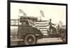 Old Fire Truck with American Flags-null-Framed Art Print