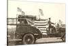 Old Fire Truck with American Flags-null-Stretched Canvas