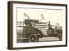 Old Fire Truck with American Flags-null-Framed Art Print