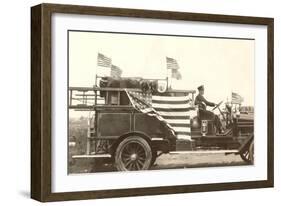 Old Fire Truck with American Flags-null-Framed Art Print