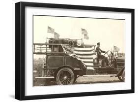 Old Fire Truck with American Flags-null-Framed Art Print