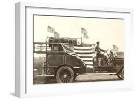 Old Fire Truck with American Flags-null-Framed Art Print