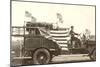 Old Fire Truck with American Flags-null-Mounted Art Print