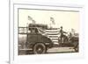 Old Fire Truck with American Flags-null-Framed Premium Giclee Print