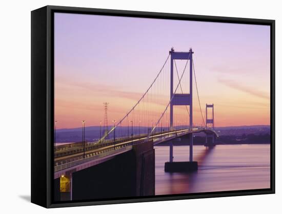 Old/First Severn Bridge at Dusk, Avon, England-Roy Rainford-Framed Stretched Canvas