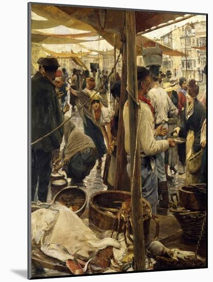 Old Fish Market in Venice-Ettore Tito-Mounted Giclee Print