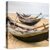 Old Fisherman Boats on the Beach in Hue Province, Vietnam-mazzzur-Stretched Canvas