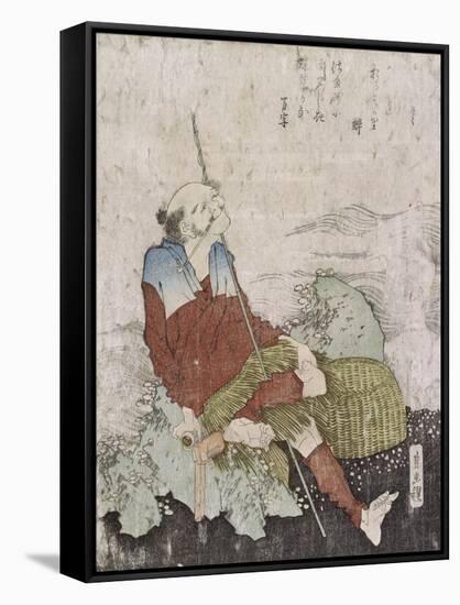 Old Fisherman Smoking His Pipe, C.1835-Katsushika Hokusai-Framed Stretched Canvas