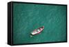 Old Fishing Boat at Anchor in Bay.-Terry Eggers-Framed Stretched Canvas