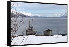 Old Fishing Boat Laid Up on Kvaloya (Whale Island), Troms, Arctic Norway, Scandinavia, Europe-David Lomax-Framed Stretched Canvas