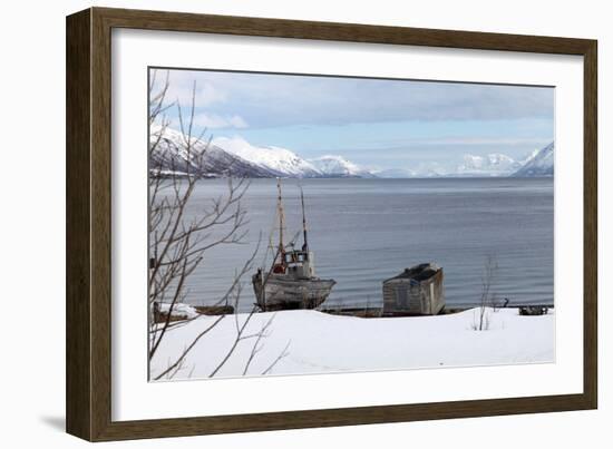 Old Fishing Boat Laid Up on Kvaloya (Whale Island), Troms, Arctic Norway, Scandinavia, Europe-David Lomax-Framed Photographic Print