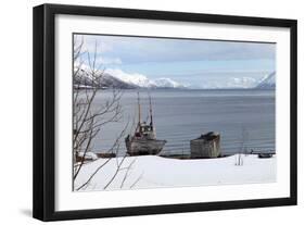 Old Fishing Boat Laid Up on Kvaloya (Whale Island), Troms, Arctic Norway, Scandinavia, Europe-David Lomax-Framed Photographic Print