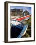 Old Fishing Boats and Delapidated Fishermens Huts, Beadnell, Northumberland, United Kingdom-Lee Frost-Framed Photographic Print