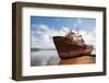 Old Fishing Vessel on the Sea Coast in Sunny Day.-Stanislav Komogorov-Framed Photographic Print