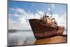 Old Fishing Vessel on the Sea Coast in Sunny Day.-Stanislav Komogorov-Mounted Photographic Print