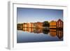 Old Fishing Warehouses Reflected in the River Nidelva-Doug Pearson-Framed Photographic Print