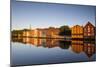 Old Fishing Warehouses Reflected in the River Nidelva-Doug Pearson-Mounted Photographic Print