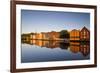 Old Fishing Warehouses Reflected in the River Nidelva-Doug Pearson-Framed Photographic Print