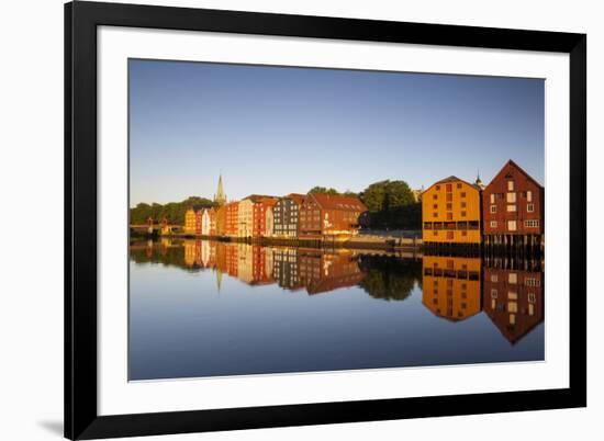 Old Fishing Warehouses Reflected in the River Nidelva-Doug Pearson-Framed Photographic Print