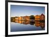 Old Fishing Warehouses Reflected in the River Nidelva-Doug Pearson-Framed Photographic Print