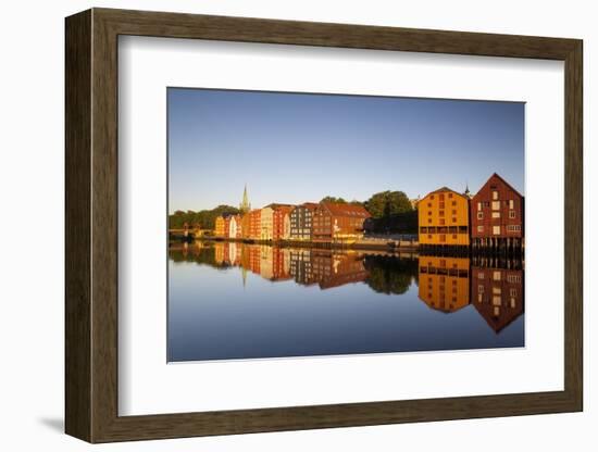 Old Fishing Warehouses Reflected in the River Nidelva-Doug Pearson-Framed Photographic Print