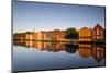 Old Fishing Warehouses Reflected in the River Nidelva-Doug Pearson-Mounted Photographic Print