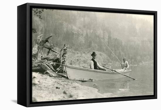 Old Folks Fishing in Boat-null-Framed Stretched Canvas