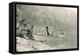 Old Folks Fishing in Boat-null-Framed Stretched Canvas