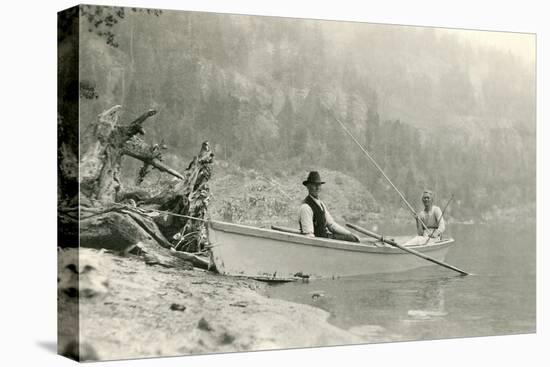 Old Folks Fishing in Boat-null-Stretched Canvas