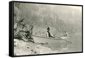 Old Folks Fishing in Boat-null-Framed Stretched Canvas