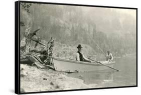 Old Folks Fishing in Boat-null-Framed Stretched Canvas