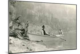 Old Folks Fishing in Boat-null-Mounted Art Print