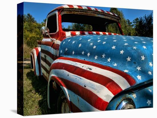 Old Ford Truck Painted with American Flag Pattern, Rockland, Maine, Usa-Bill Bachmann-Stretched Canvas