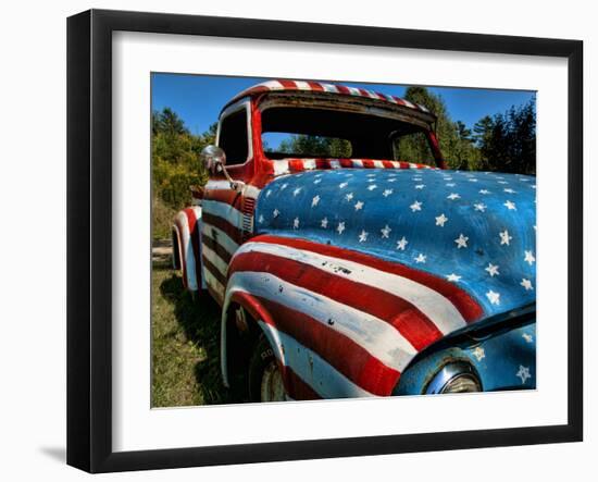 Old Ford Truck Painted with American Flag Pattern, Rockland, Maine, Usa-Bill Bachmann-Framed Photographic Print