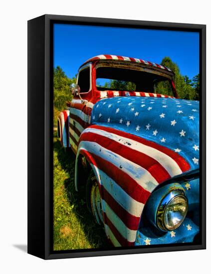 Old Ford Truck Painted with American Flag Pattern, Rockland, Maine, Usa-Bill Bachmann-Framed Stretched Canvas