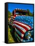 Old Ford Truck Painted with American Flag Pattern, Rockland, Maine, Usa-Bill Bachmann-Framed Stretched Canvas