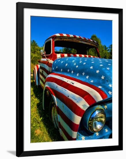 Old Ford Truck Painted with American Flag Pattern, Rockland, Maine, Usa-Bill Bachmann-Framed Premium Photographic Print