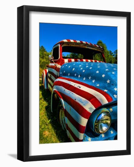 Old Ford Truck Painted with American Flag Pattern, Rockland, Maine, Usa-Bill Bachmann-Framed Photographic Print