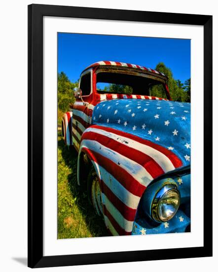 Old Ford Truck Painted with American Flag Pattern, Rockland, Maine, Usa-Bill Bachmann-Framed Photographic Print