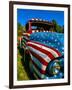 Old Ford Truck Painted with American Flag Pattern, Rockland, Maine, Usa-Bill Bachmann-Framed Photographic Print