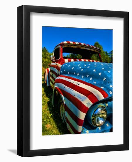 Old Ford Truck Painted with American Flag Pattern, Rockland, Maine, Usa-Bill Bachmann-Framed Photographic Print