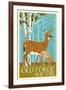 Old Forge, New York - Deer and Fawn - Letterpress-Lantern Press-Framed Art Print