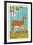 Old Forge, New York - Deer and Fawn - Letterpress-Lantern Press-Framed Art Print