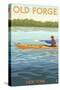 Old Forge, New York - Kayak Scene-Lantern Press-Stretched Canvas